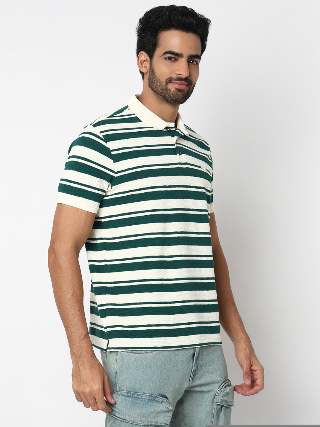 Spykar Botanical Green Slim Fit Casual T-Shirts For Men