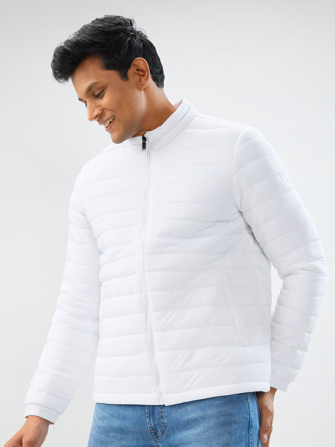 Spykar White Straight Fit Jackets For Men
