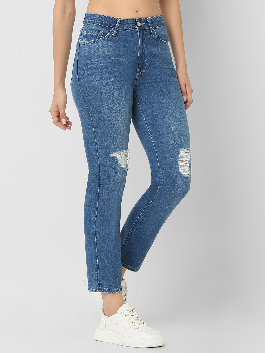 Spykar Dark Blue Mid Rise Jeans For Women