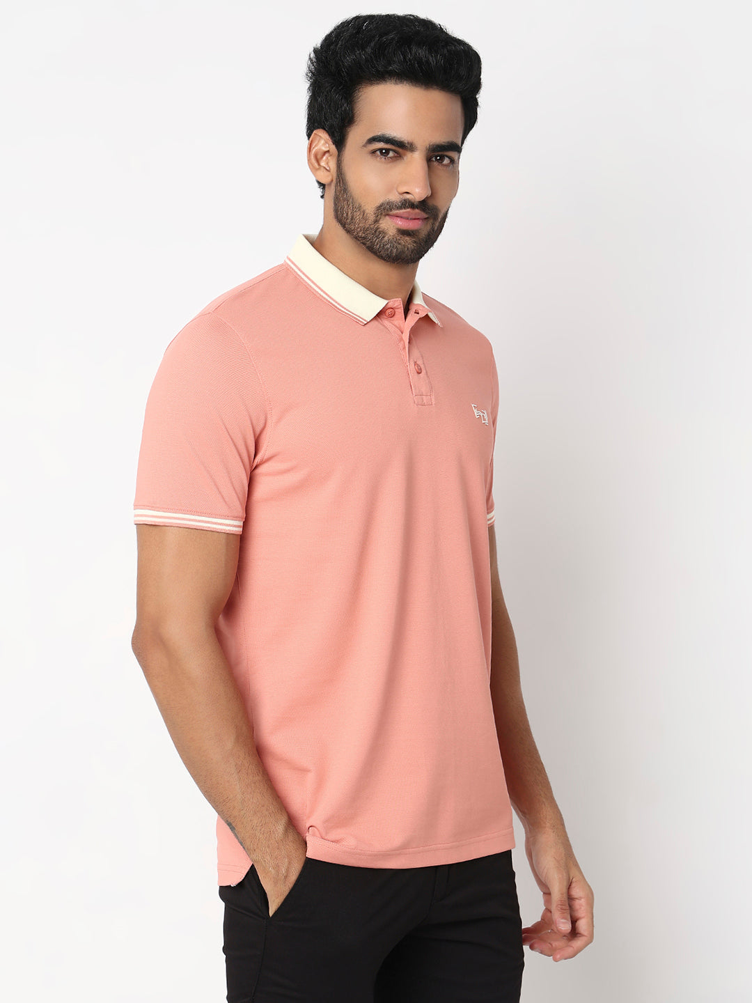 Spykar Onion Pink Slim Fit Casual T-Shirts For Men