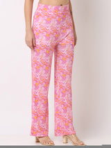 Women Trouser Tapered Leg Pink High Rise