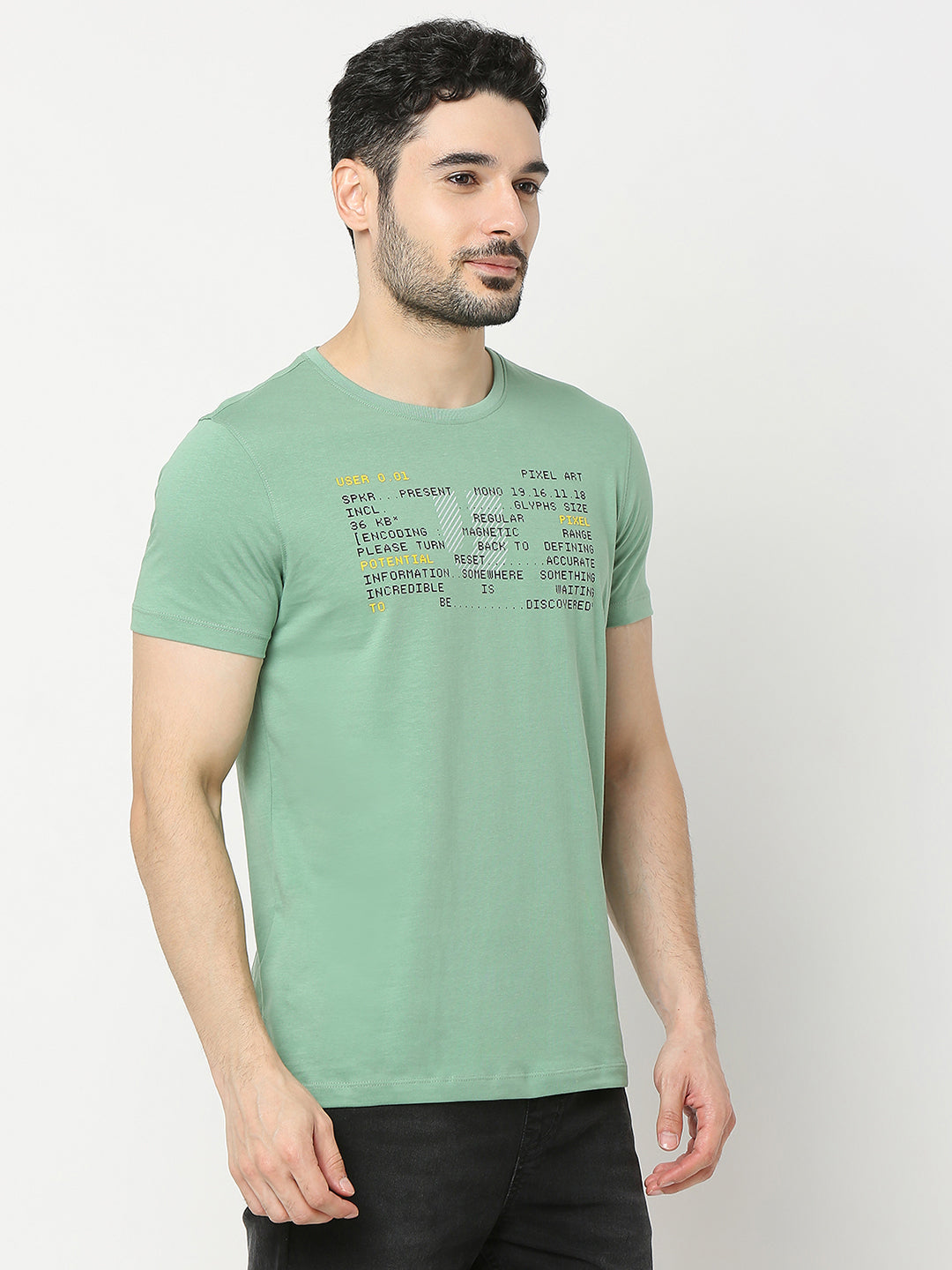 Underjeans by Spykar Men Premium Green T-shirt