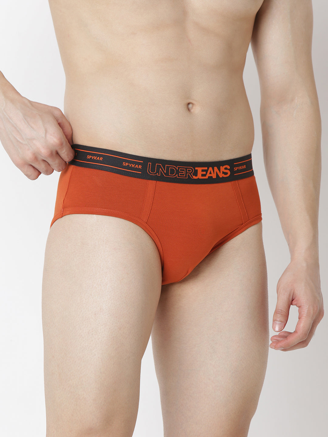 Underjeans By Spykar Men Premium Brunt Orange Brief