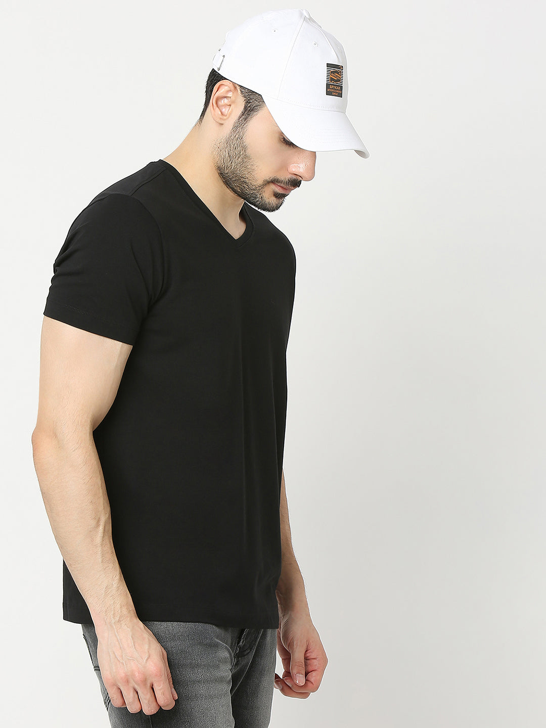 Men White Solid Cap