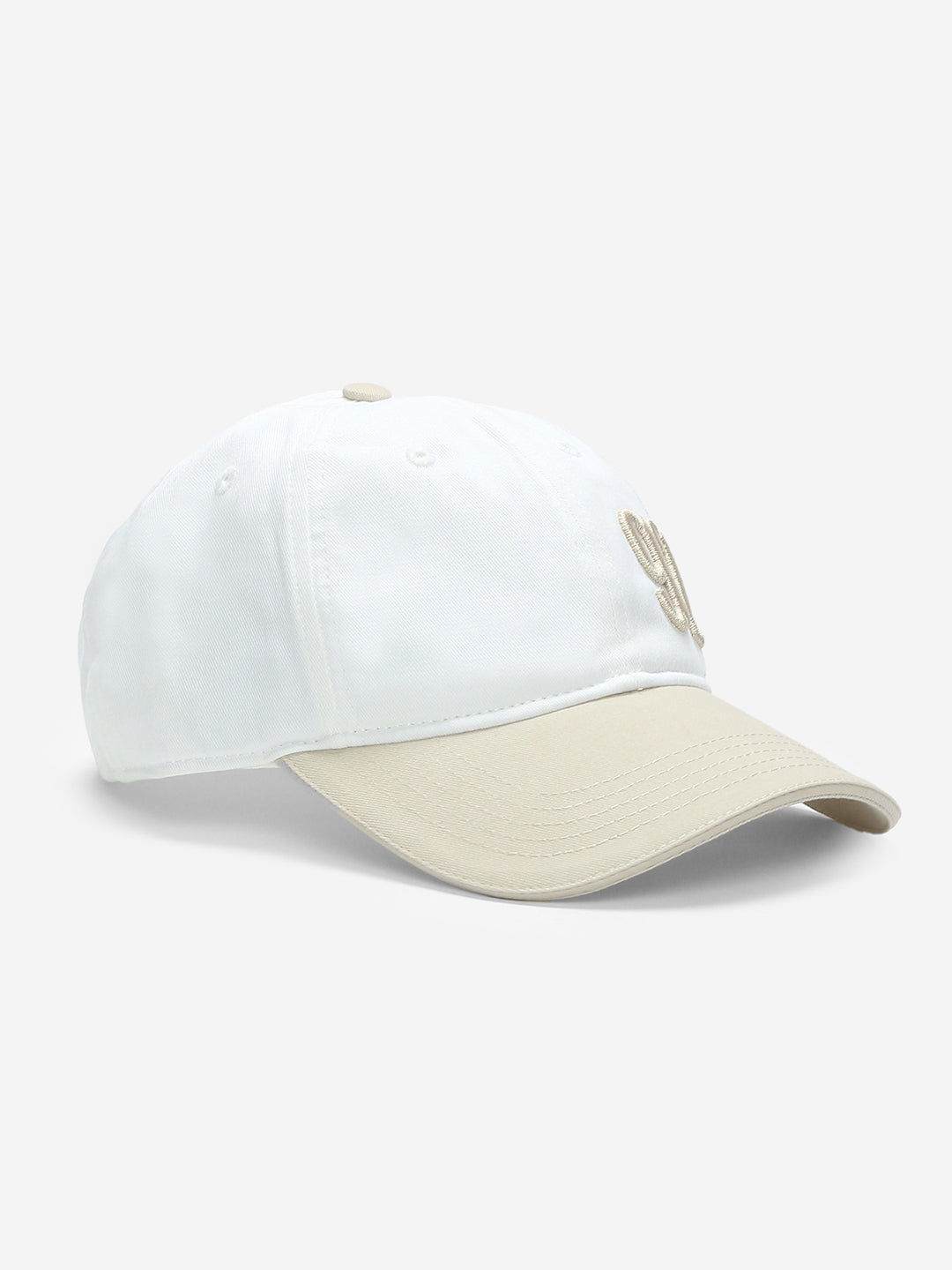Men White Beige Solid Cap