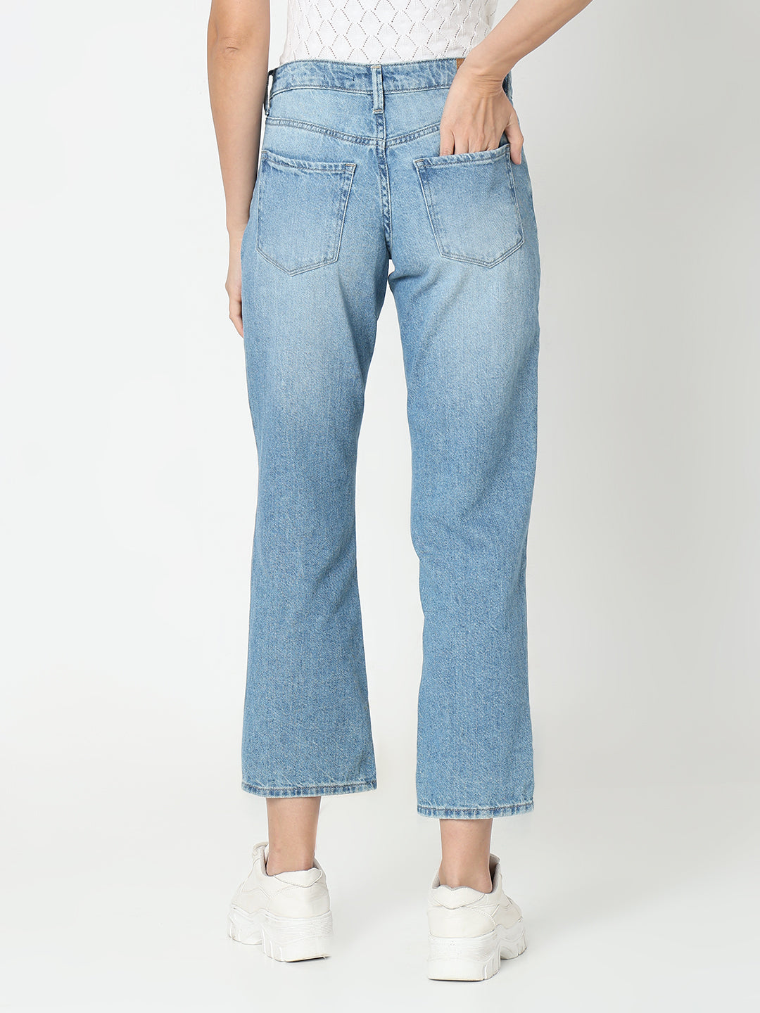 Spykar Low Rise Straight Fit Blue Jeans for Women