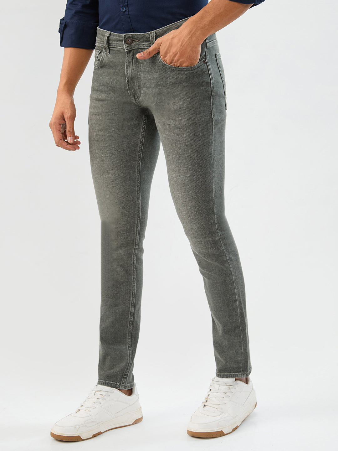 Spykar Olive Green Slim Fit Low Rise Jeans For Men