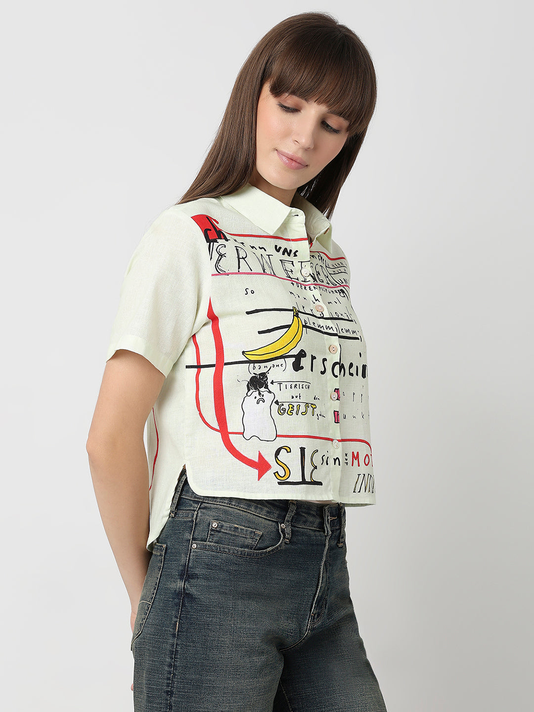 Spykar Ecru Regular Fit Casual Shirts For Women