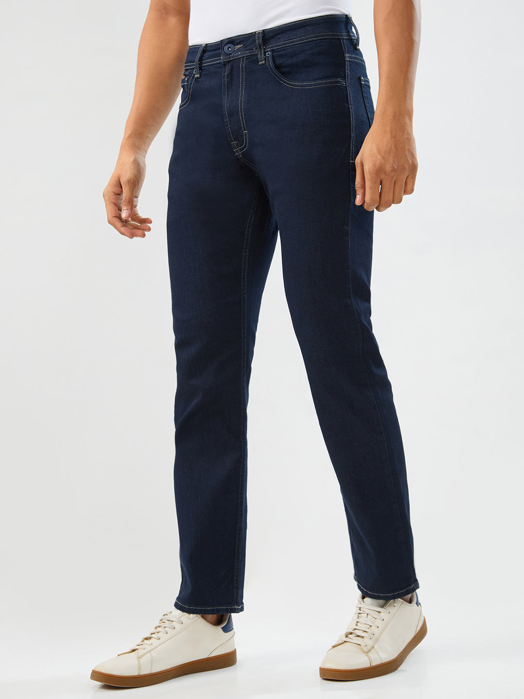 Spykar Raw Blue Comfort Fit Mid Rise Jeans For Men