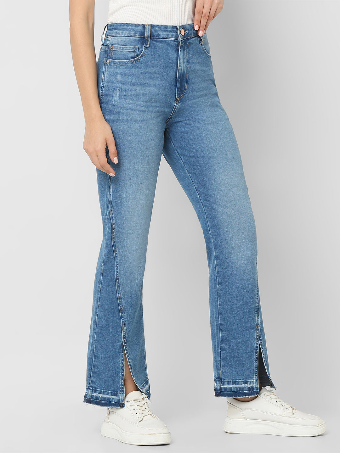 Spykar Mid Blue High Rise Jeans For Women