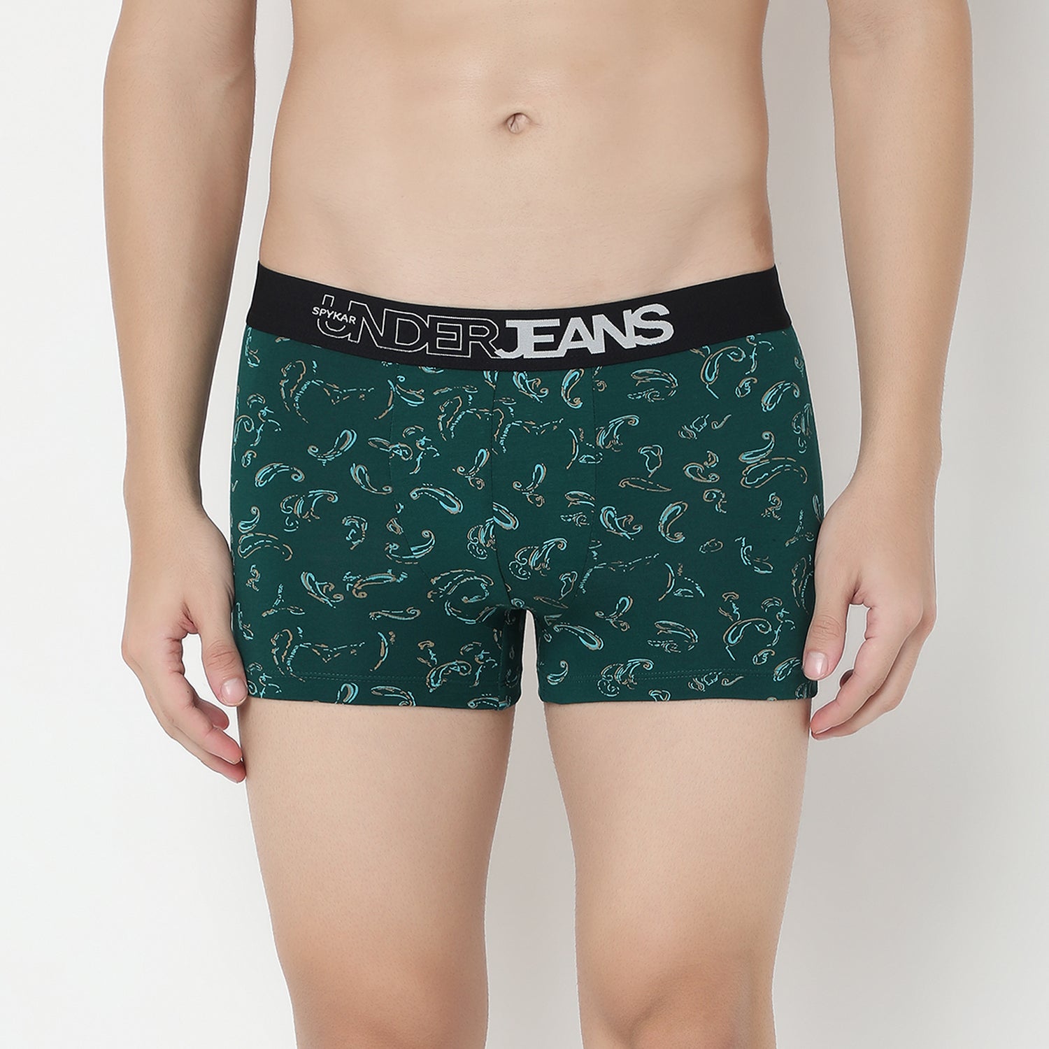 UnderJeans by Spykar Men Basic Bottle Green Ultrasoft Trunks