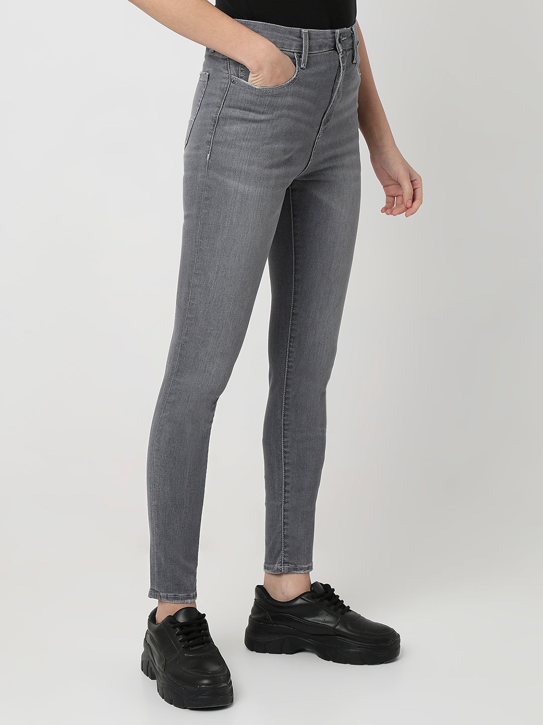 Spykar Grey High Rise Super Skinny Fit Casual Jeans For Women
