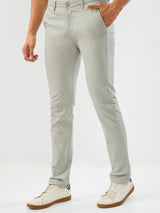 Men Trouser Slim Fit Green Mid Rise
