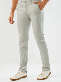 Men Trouser Slim Fit Green Mid Rise