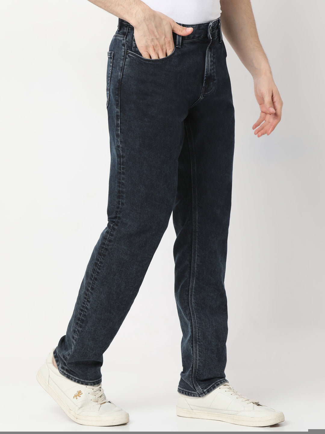 Spykar Dark Blue comfort Fit Mid Rise Jeans For Men