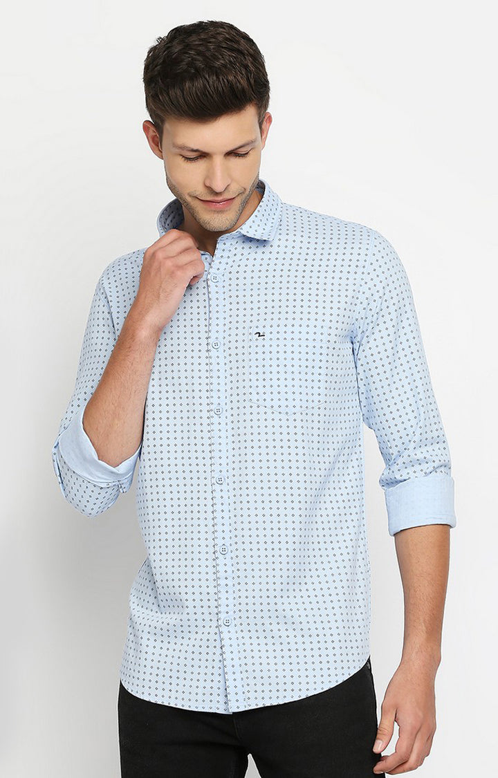 Spykar Men Blue Slim Fit Full Sleeve Checkered Shirt