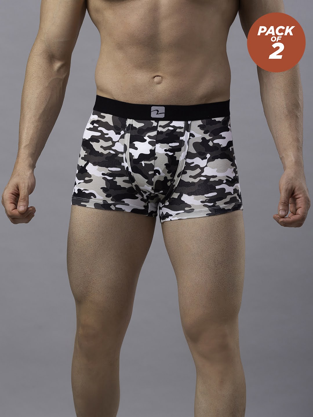 Men Premium Cotton Blend Camo 1 Trunk - (Pack Of 2)- Underjeans By Spykar