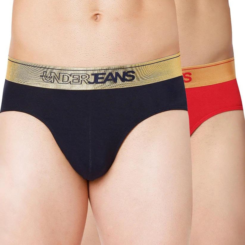 Underjeans By Spykar Men Premium Assorted Cotton Blend Brief (Pack Of 2)