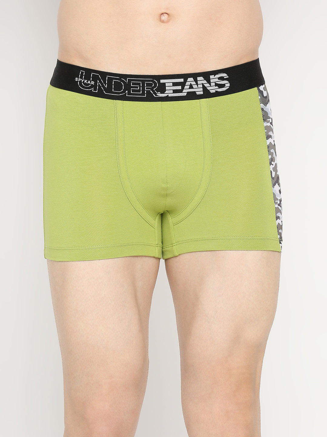 Men Premium Bright Green Cotton Blend Trunk - Underjeans By Spykar