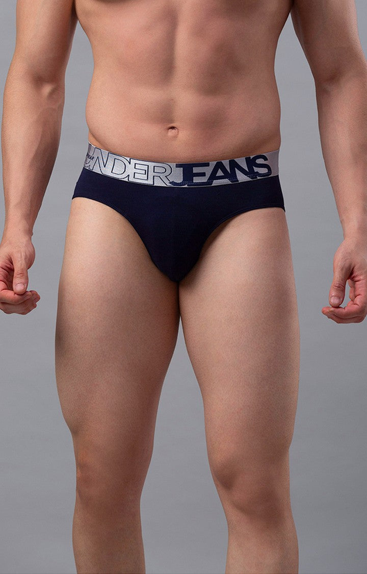 Underjeans By Spykar Navy Blue Briefs For Men