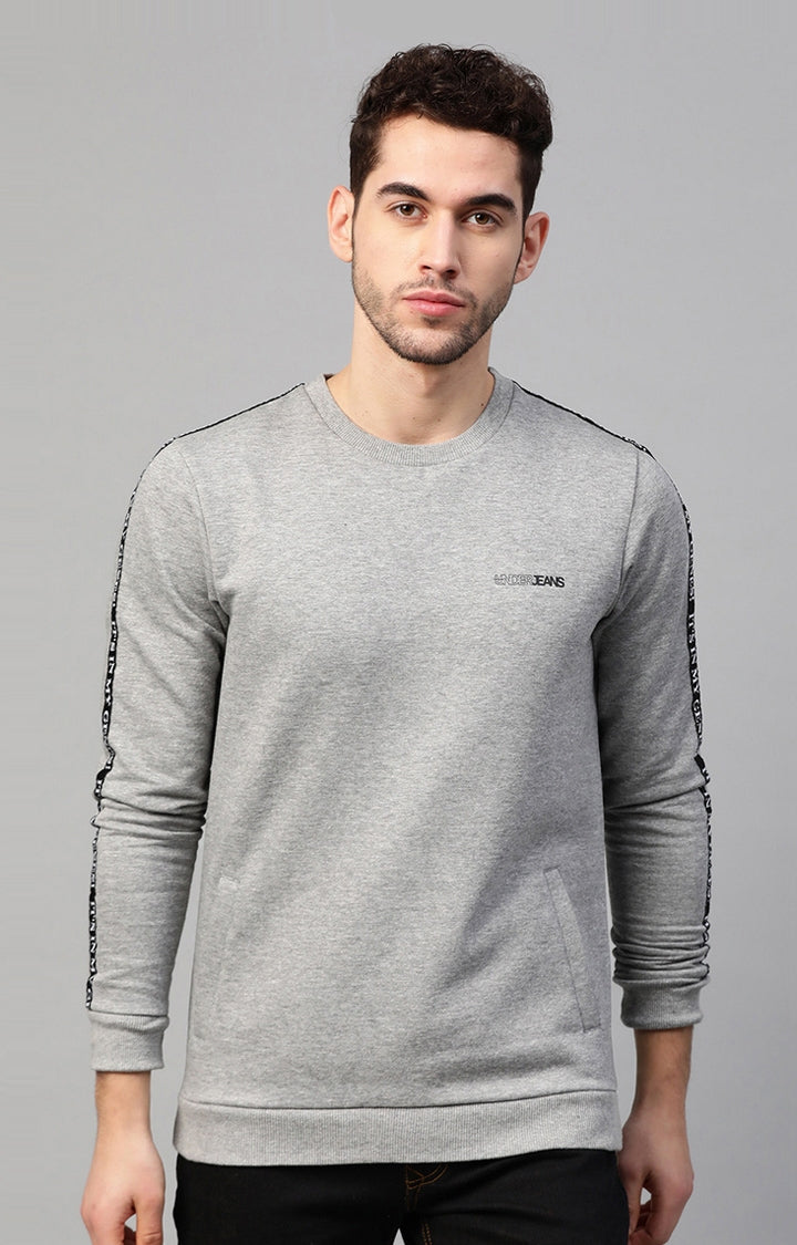 Underjeans by Spykar Men Grey Melange Solid Sweatshirt