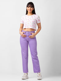 Spykar Women Pastel Lilac Lycra Straight Fit Regular Length Jeans (Bella)