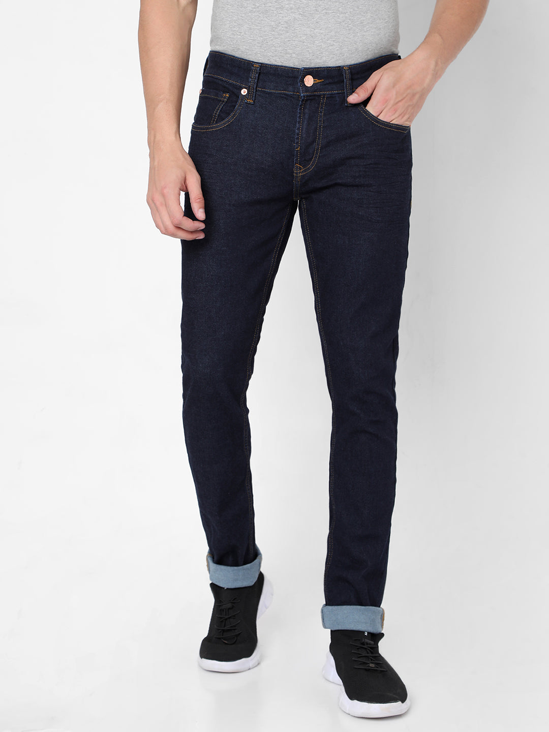 Spykar Men Blue Cotton Slim Fit Narrow Length Jeans (Skinny)