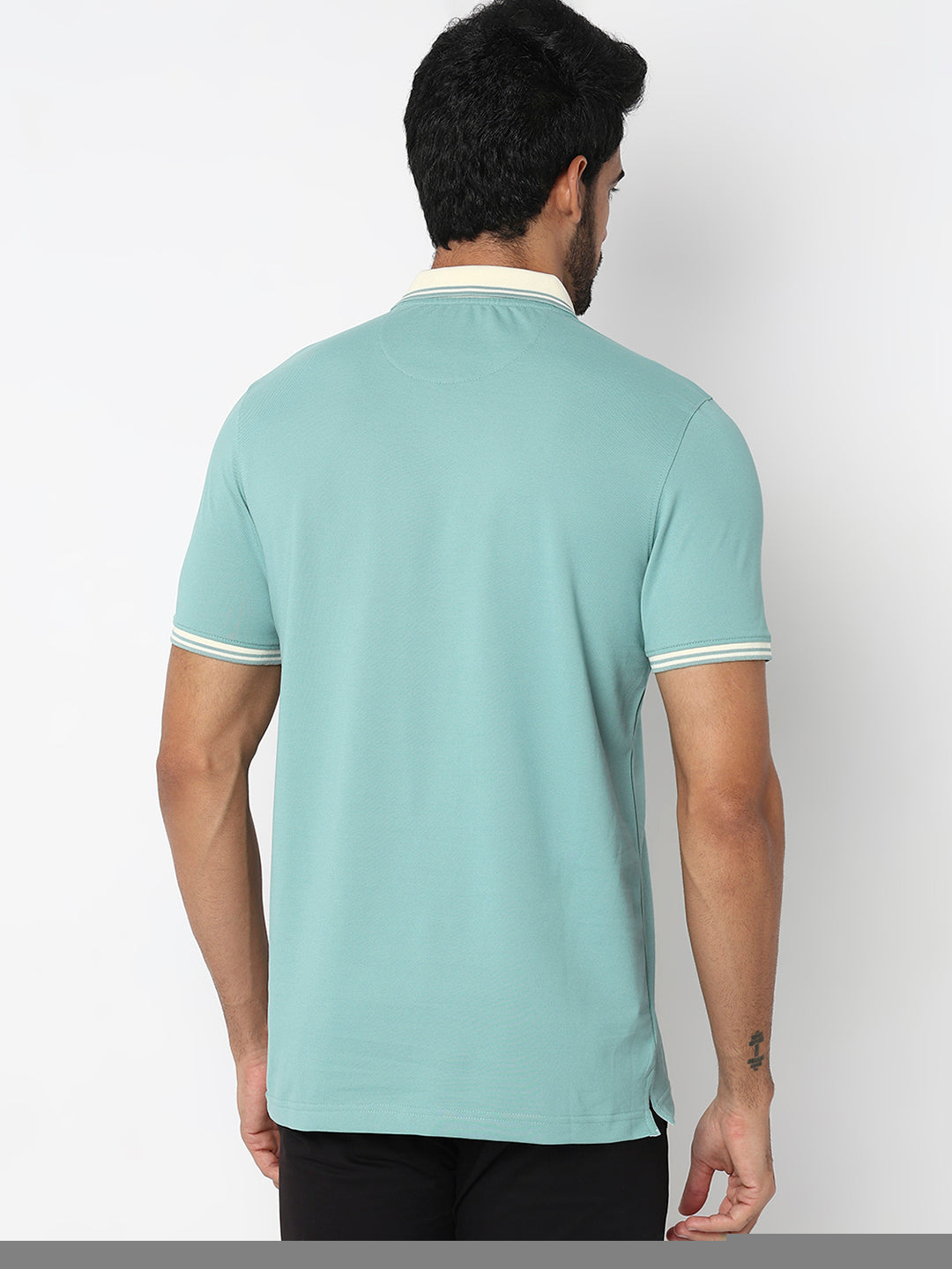 Spykar Sea Blue Slim Fit Casual T-Shirts For Men
