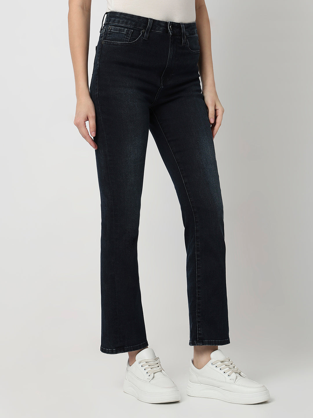 Spykar Dark Indigo High Rise Boot Cut Fit Casual Jeans For Women