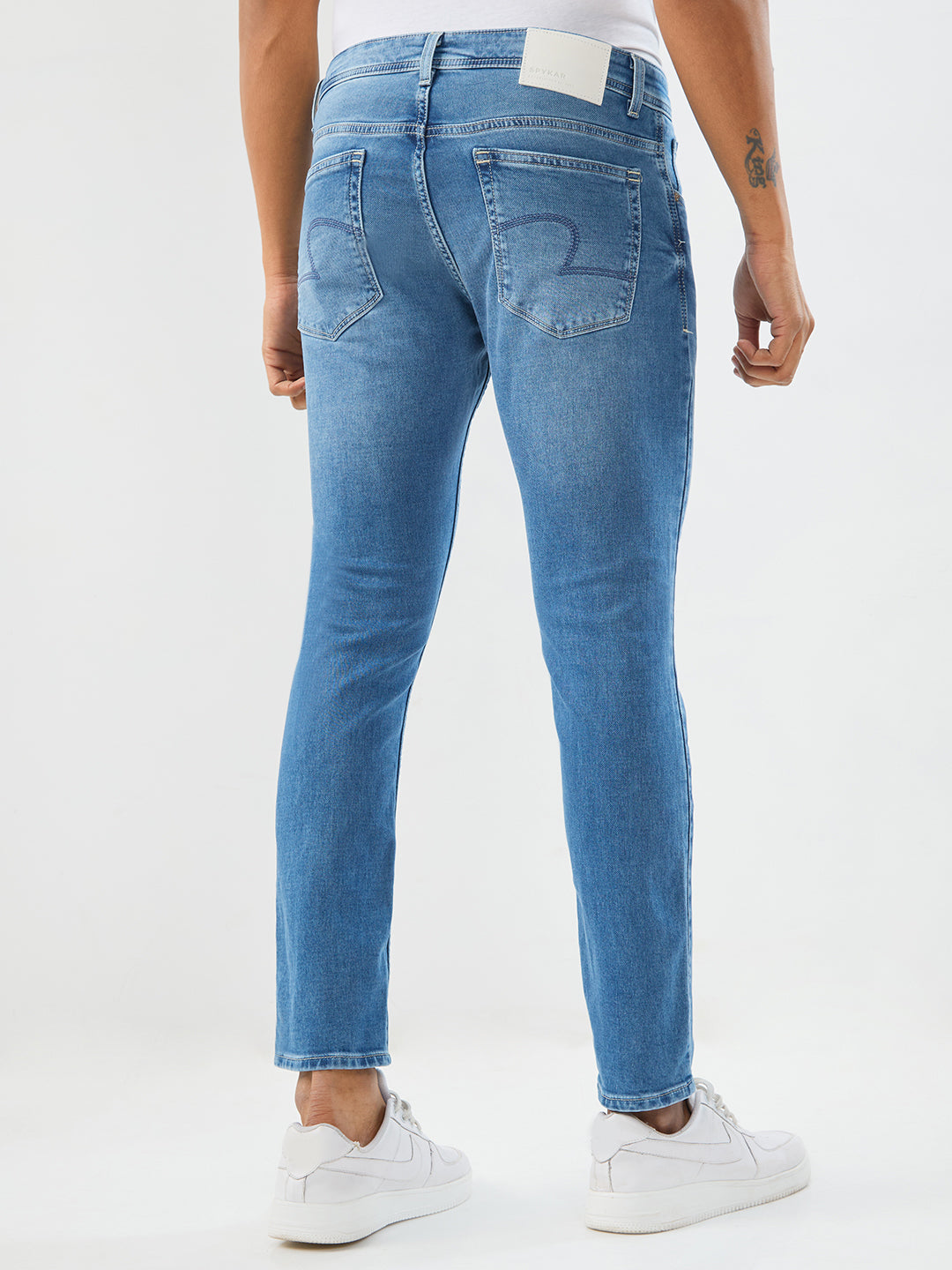 Spykar Mid Blue Slim Fit Mid Rise Jeans For Men