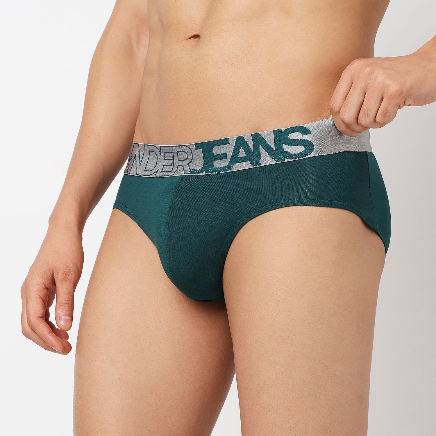 Underjeans Green Cotton Blend Brief