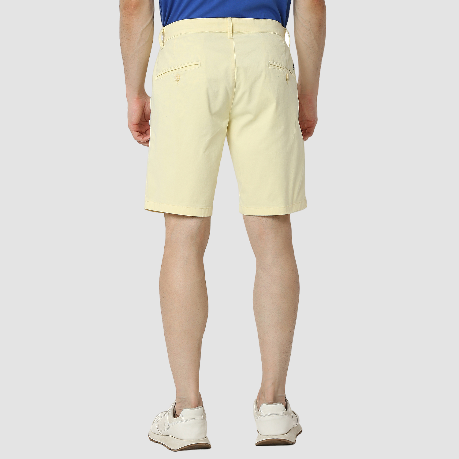 Spykar Butter Yellow Mid Rise Straight Fit Casual Shorts For Men