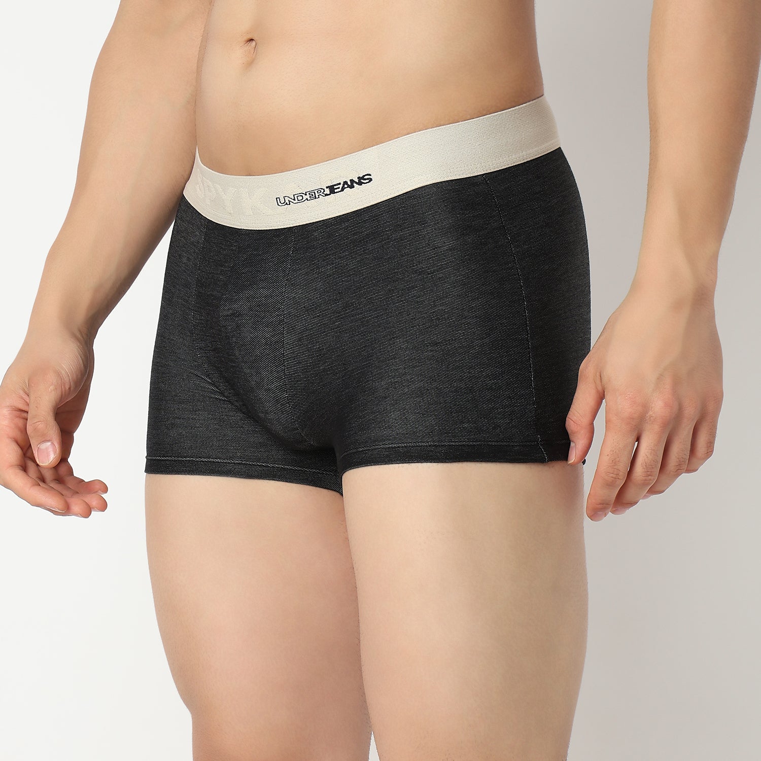 Underjeans by Spykar Men Dark Denim Black Regular Fit Ultrasoft Trunks