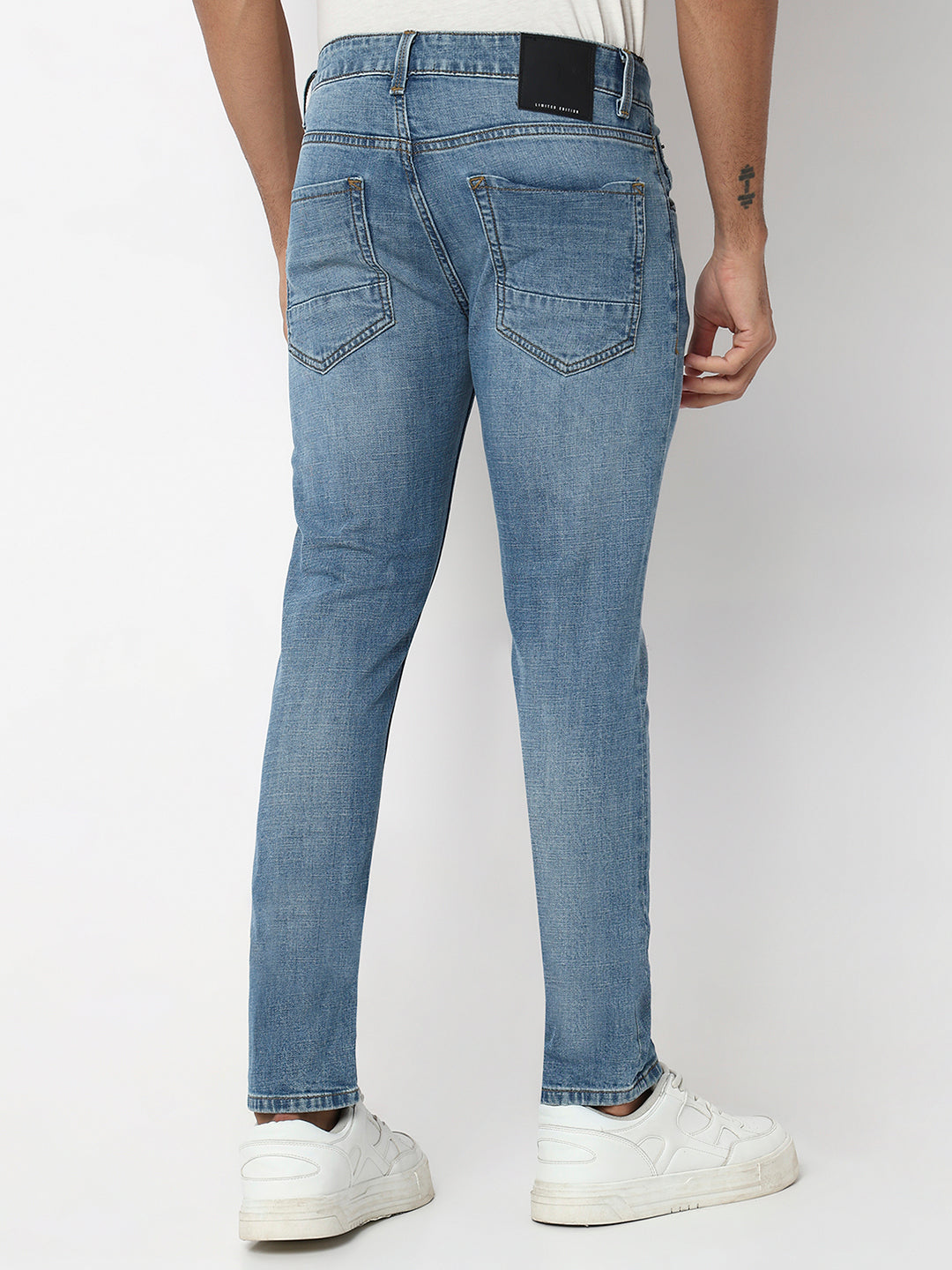 Spykar Mid Blue Low Rise Slim Fit Casual Jeans For Men