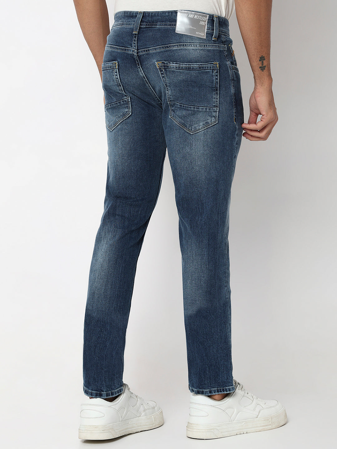 Men Jeans Comfort Fit Blue Mid Rise