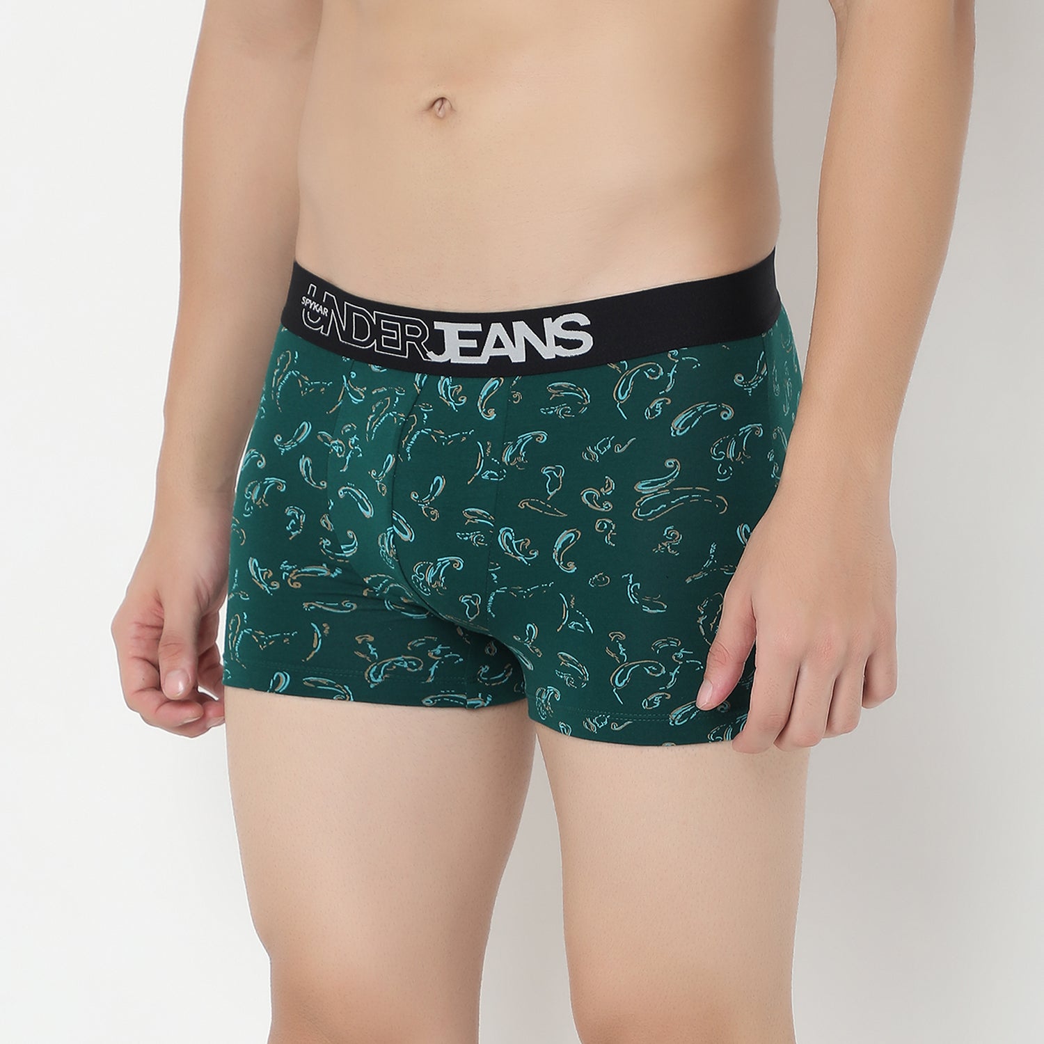 UnderJeans by Spykar Men Basic Bottle Green Ultrasoft Trunks