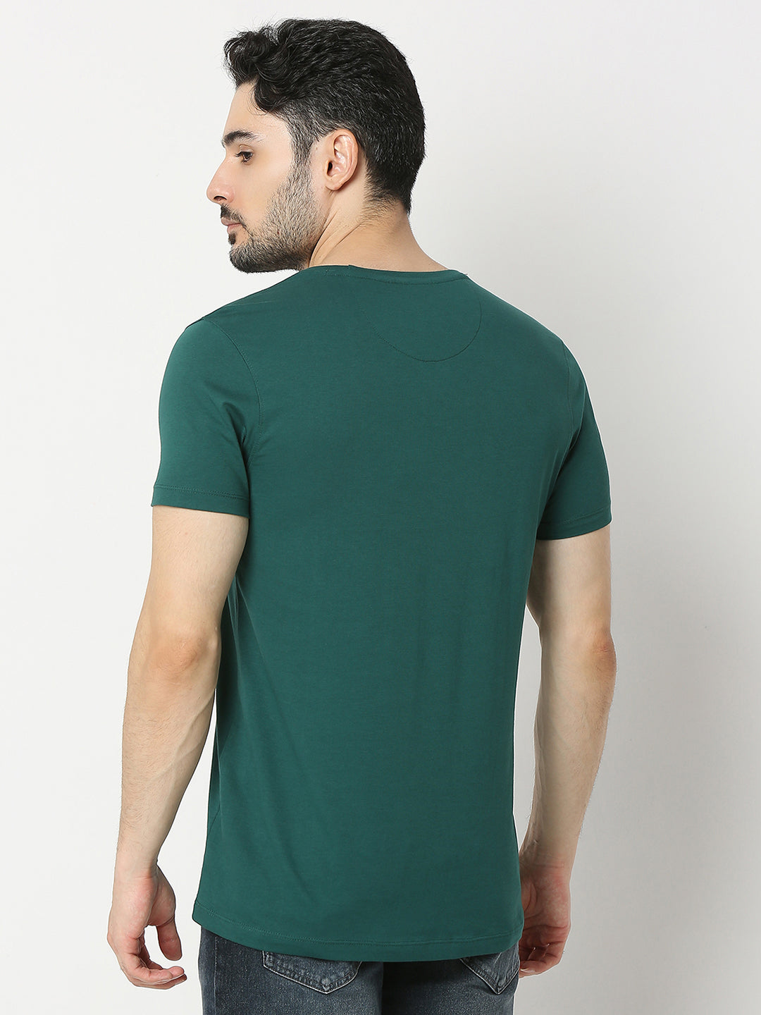 Underjeans by Spykar Men Premium Bottle Green T-shirt