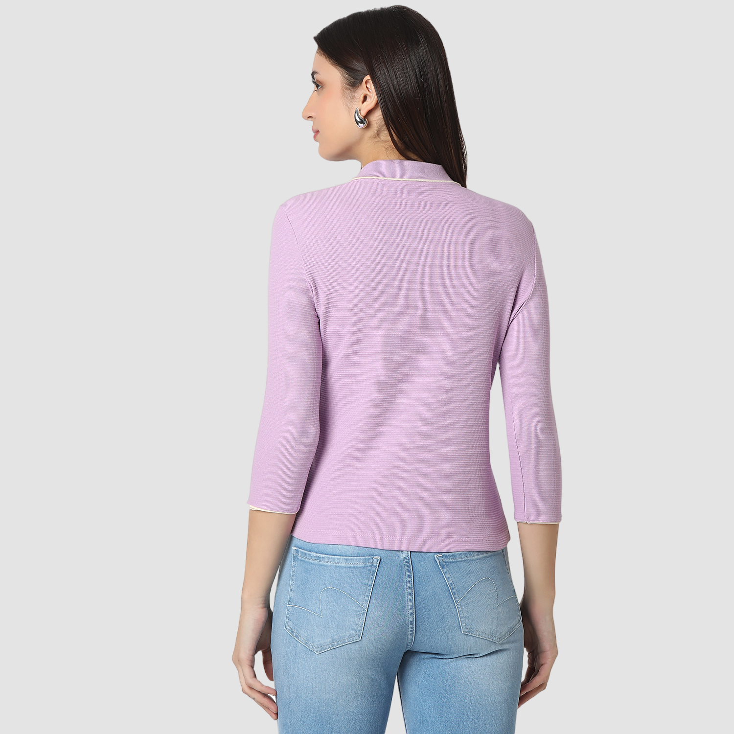 Spykar Crocus Purple Slim Fit Casual T-Shirts For Women