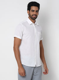 Men White Slim Fit Casual Shirt