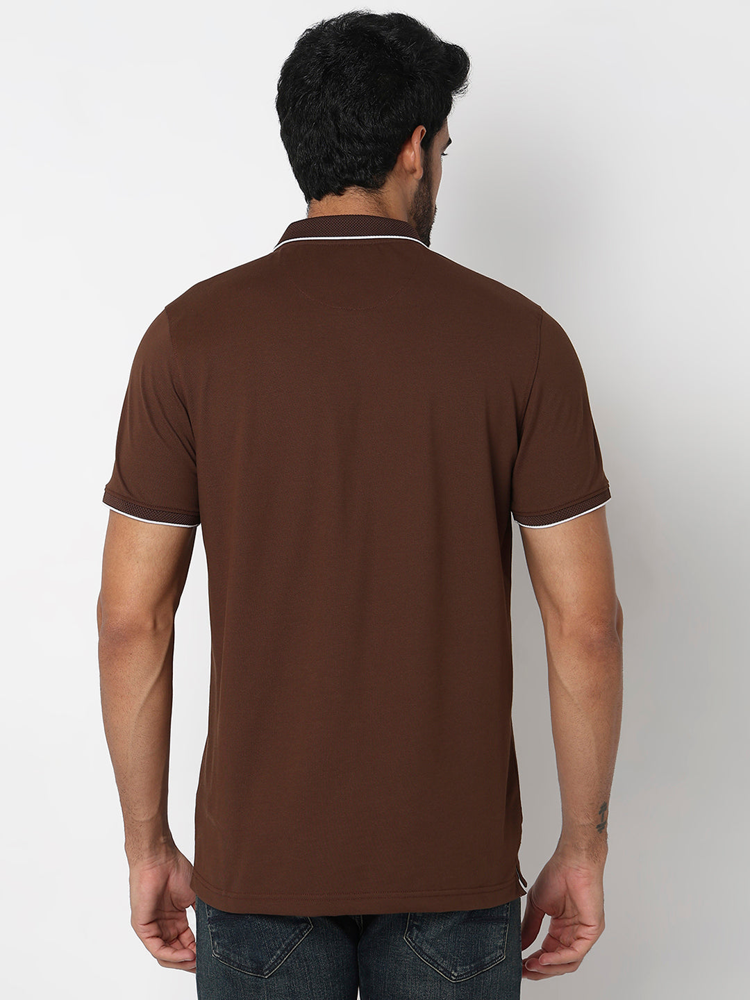 Spykar Bison Brown Slim Fit Casual T-Shirts For Men