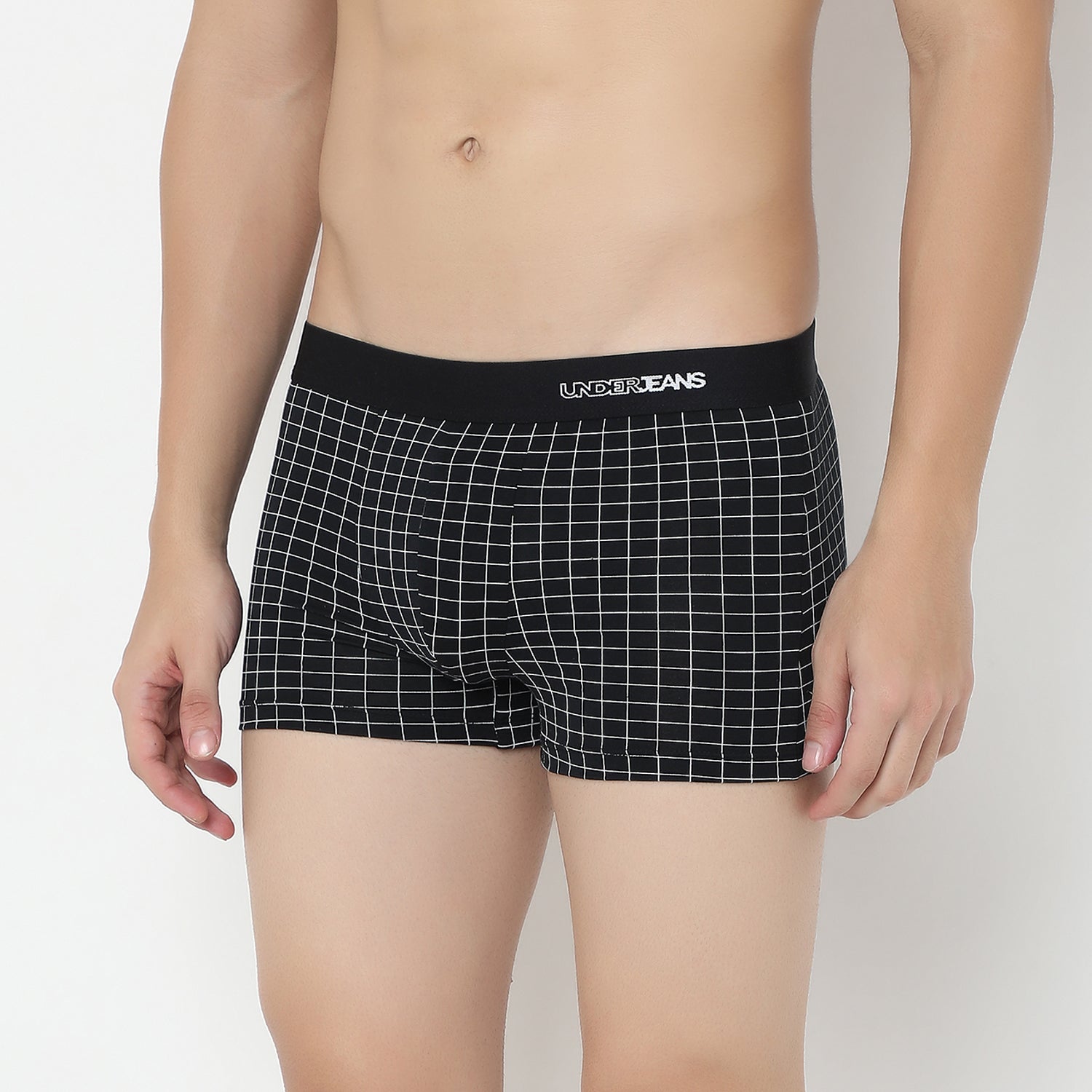 UnderJeans by Spykar Men Basic Dark Grey Checks Ultrasoft Trunks