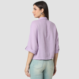 Women Shirt Purple Boxy Fit