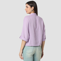 Women Shirt Purple Boxy Fit