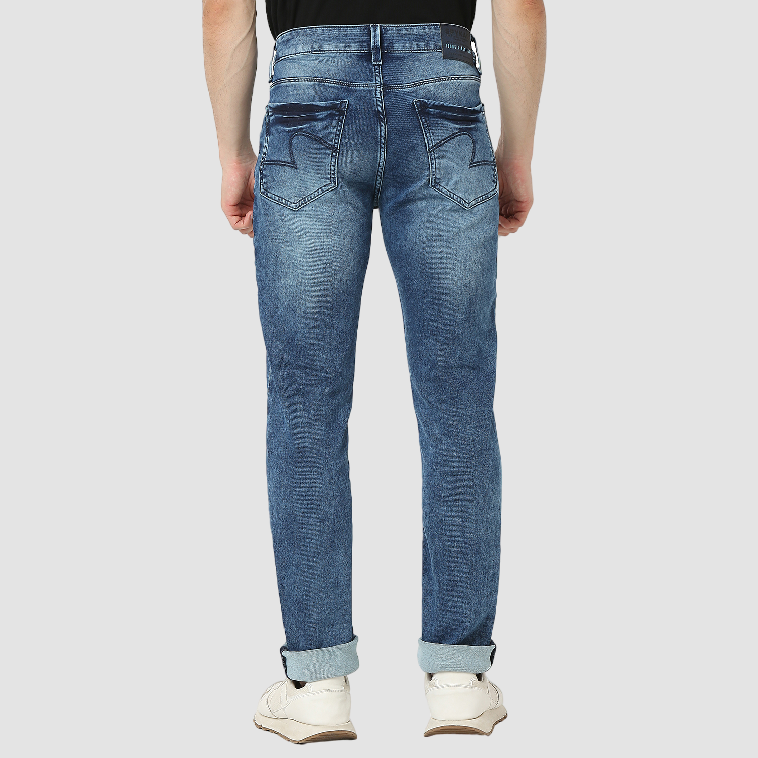 Spykar Mid Blue Mid Rise Regular Fit Casual Jeans For Men