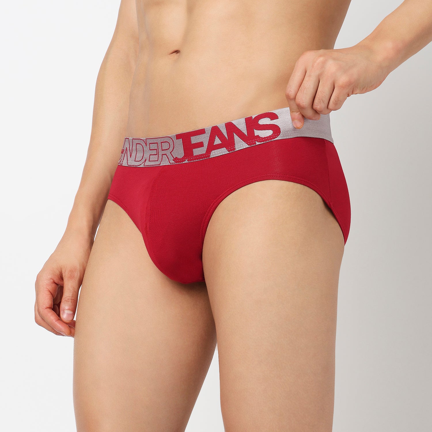 Underjeans Red Cotton Blend Brief