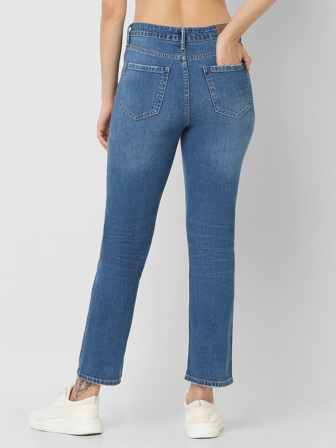 Spykar Dark Blue Mid Rise Jeans For Women