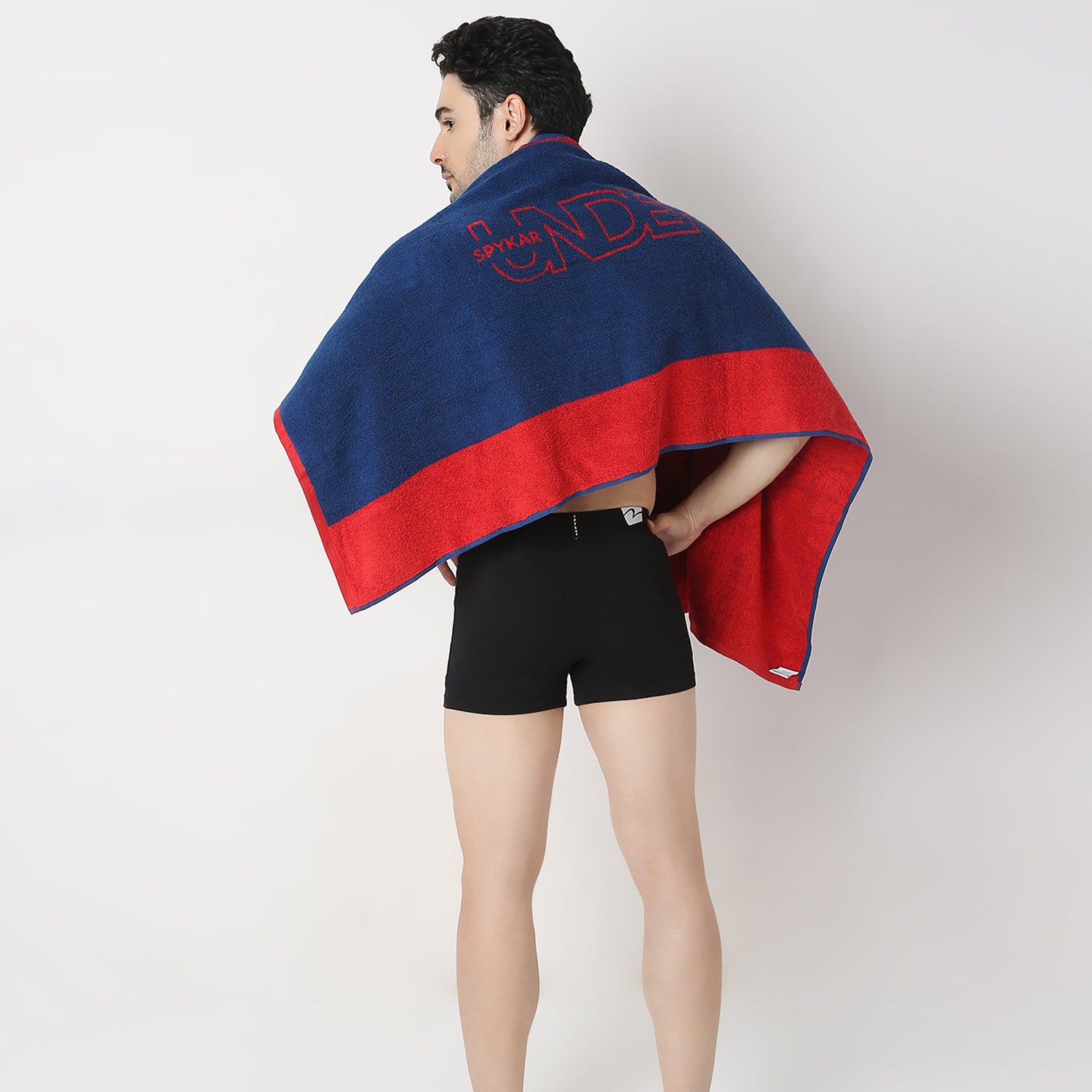 Underjeans by Spykar Red & Blue Bath Towel