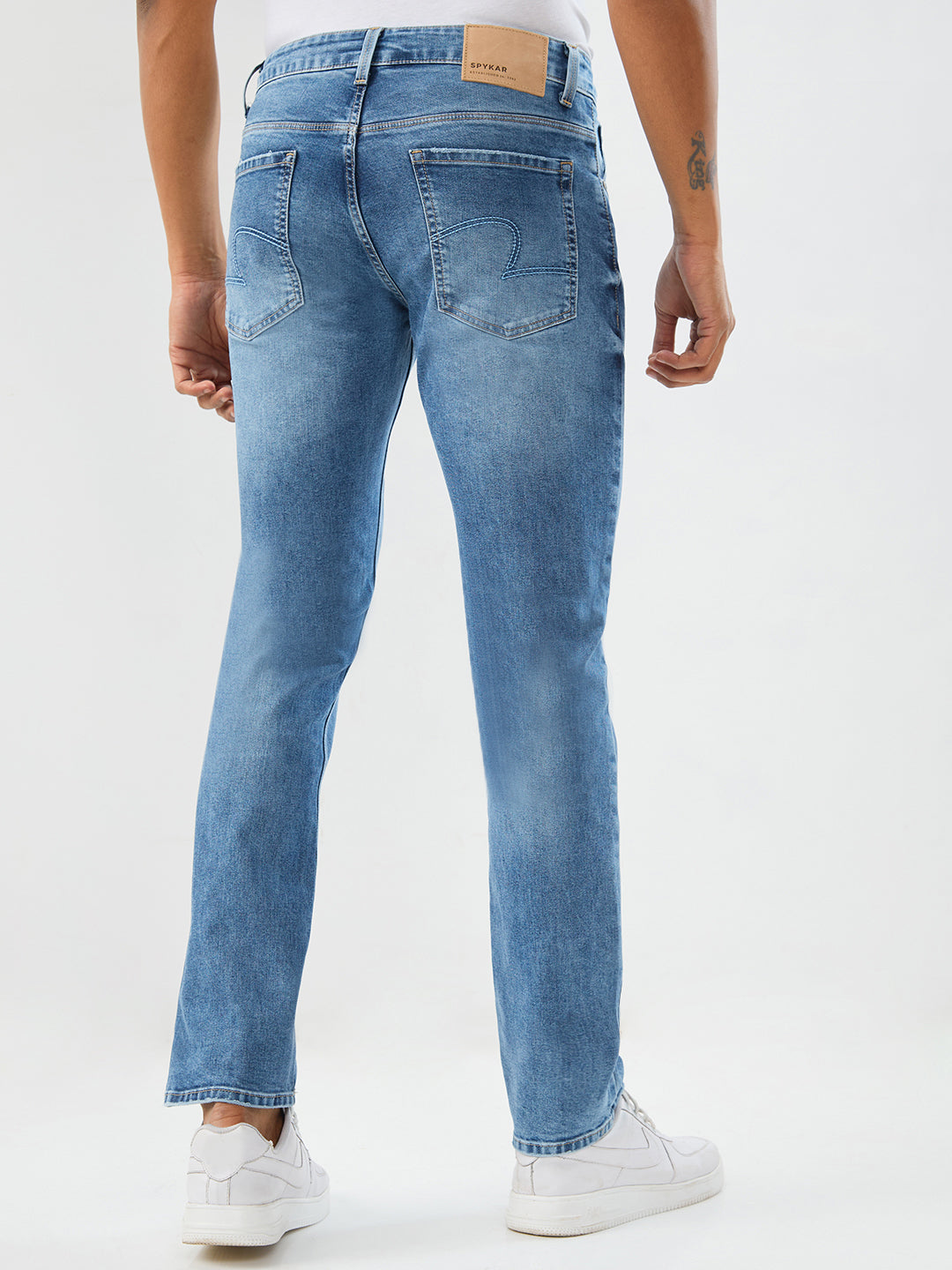 Spykar Light Blue Regular Fit Mid Rise Jeans For Men