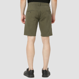 Men Shorts Straight Fit Green Mid Rise