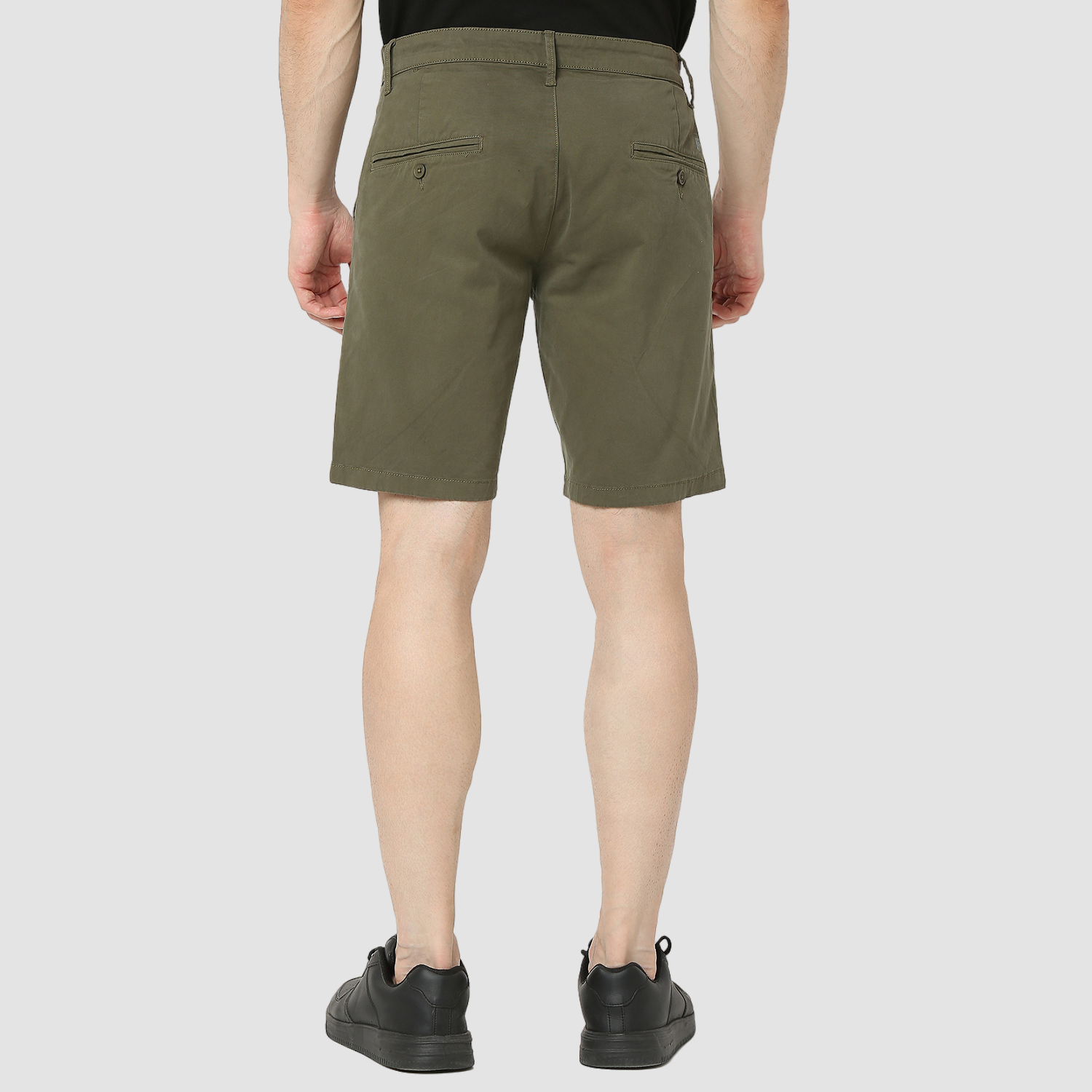 Men Shorts Straight Fit Green Mid Rise